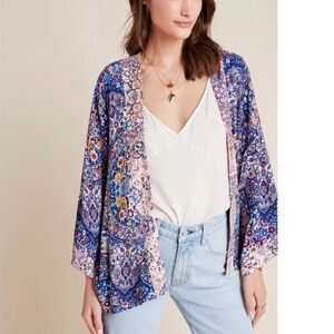 Anthropologie KACHEL Floral Kimono VIBRANT BOHEMIAN WOMENS jacket top One size